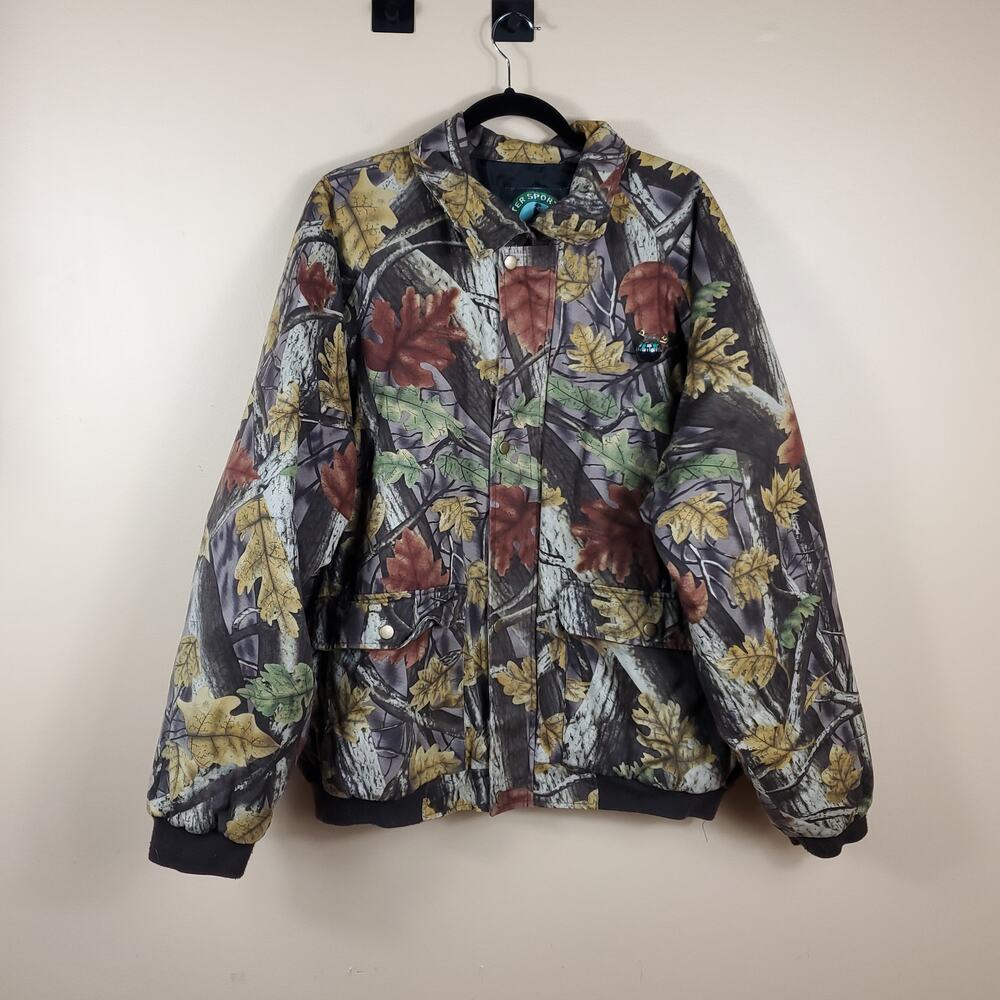 Master Sportswear Camo Hunting Full Zip Bomber Jacket Size XL
